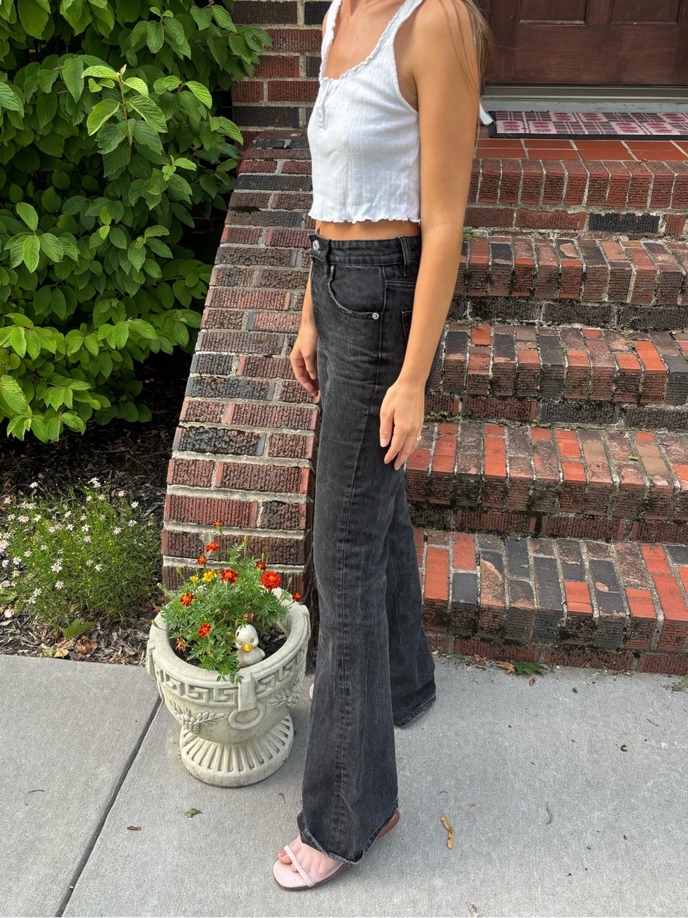 Zara Black High-Rise Flared Jeans